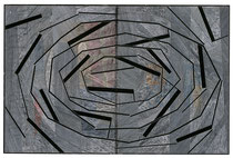 11. Arbeit 1997, 29 x 44 cm, Ritzzeichnung, Öl auf Papier