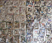  5 - "Zeitungswand - Wandzeitung", 240x280cm, Zeitungspapier | Foto: Gaby Sann
