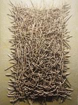10 - "Vernetzungen", 170x100cm, Kordel / Leinwand / Wachs | Foto: Gaby Sann