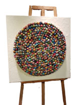  9 - "Buntes Treiben", 120x120cm, Werbungspapier |  Foto: Gaby Sann