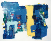 1 "Komposition in blau", 100x150cm, Papier auf Karton | Foto: Gaby Sann