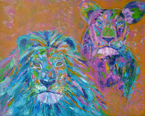 Lion Couple Color 100 cm x 80 cm
