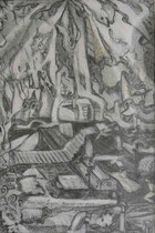 Doch der Segen kommt von oben, 1983, Bleistiftzeichnung 20x13