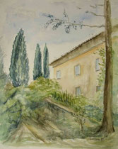 Villa in der Toskana, 1995, Aquarell, 41x32