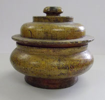 3147/ Tibet. Teedose ~1850, Holz bemalt, H 14, Ø 16cm, EUR 45,-