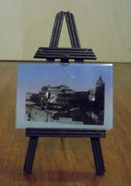 3291/Minifoto auf Staffelei "Warszawa"~1900, H 14cm, EUR 24,-