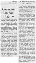 Gedenken an das Pogrom WNZ 7.11.2013