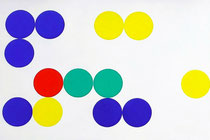 dots 15/10/23, zweiteilig, links, Vinyl auf Wellkarton, 80 x 120 cm