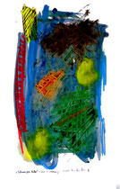 “Schwangeres Bild” - mit Eisprung - 7. Arbeit einer Serie von 7 Arbeiten - WVZ 3.663 / datiert 2004 Ölkreide, Aquarell, Tusche und Anriss auf Papier / Maße b 42,0 cm * h 59,4 cm
