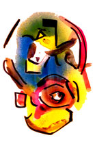 “Komposition 1”, WVZ 870, datiert 02.12.1995, Aquarell, Sprühlack und Filzstift auf Papier, jew. b 30,0 cm * h 40,0 cm