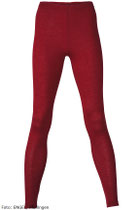 Legging in 70% merinowol (bio) en 30% zijde fijne rib, donkerrood, Engel, beschikbaar in de maten 38/40: 64,10 € en 42/44: 67,00 €