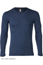 Onderhemd met lange mouwen in 70% merinoswol (bio) en 30% zijde fijne rib, marineblauw, Engel, beschikbaar in de maat 50/52: 86,00 €
