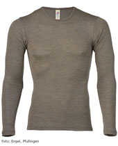 Onderhemd met lange mouwen in 70% merinoswol (bio) en 30% zijde fijne rib, walnootbruin, Engel, beschikbaar in de maat 50/52: 80,50 €
