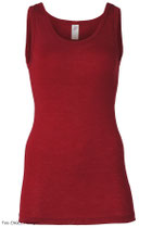 Onderhemd in 70% merinowol (bio) en 30% zijde fijne rib, donkerrood, Engel, beschikbaar in de maten 34/36: 38,50 €; 38/40: 41,00 €; 42/44: 43,50 € en 46/48: 46,00 €