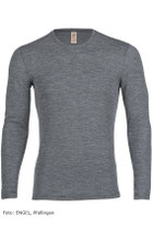 Onderhemd met lange mouwen in 100% merinoswol (bio) fijne rib, leisteen grijs, Engel, beschikbaar in de maten 46/48: 63,10 €; 50/52: 67,70 € en 54/56: 70,00 €