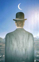 "Le Maître d'Ecole,copie de Magritte  huile s/toile 90x60