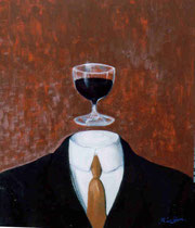"Portrait d'un amateur de vin"  huile s/panneau 45x45