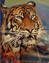 "Le Tigre" partie du triptyque HEMINGWAY huile s/toile