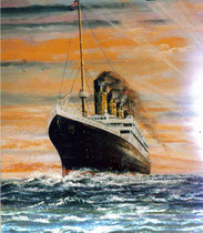 "Titanic,la dernière Aurore" huile s/toile 70x30  