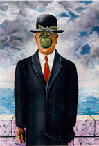 "Le Fils de l'Homme,copie de Magritte"  huile s/toile 70x50