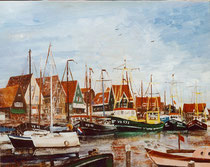 "Le Port de Volendam,Hollande" huile s/toile  50x40