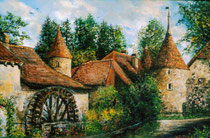 "Château Médiéval en Suisse"  huile s/toile  60x50