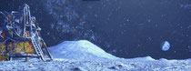 "Aterrissage d'Apollo 11 sur la Lune"  huile s/toile  80x30       