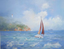 Lighthouse in the Sky. Gunnamatta -(209) - Pastel - Framed Size  39x49cm