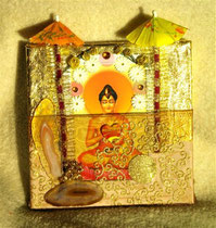 "Buddha Silence" (with pure gold leaf, crystals and glass) by Walpurgis S., Jan. 2014; 20x20 cm; sold/verkauft