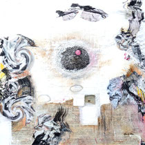 "Du bist" (Ich war der du bist, du wirst sein, der ich bin. Röm. Grabinschrift. Mixed Media 80 x 80 cm