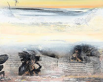 DIE GEDANKEN SIND FREI, Acrylfarbe, Druck, Zeichenstift auf Lw., 80 x 100 cm