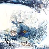 Vom Ende der Weisheit 1, mixed media 50 x 50 cm