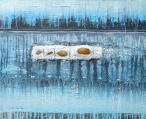 Atlantis 2 , Acrylfarbe, Marmormehl, Glas auf Lw. 80 x 100 cm