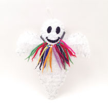 ハロウィン285　壁飾り　ゴーストカラフルネックレス付き　350×380H　￥600　＊オリジナルです＊