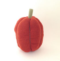 ハロウィン223　かぼちゃ　ニット濃オレンジ&茶ライン　240Φ370H 　￥3,500　＊オリジナルです＊