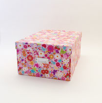 BOX147 　クラフト角花柄ピンク　240×330×140H 　￥800