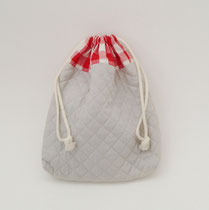 巾着110　グレー&赤白チェック　220×260　￥500