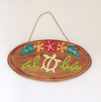 ハワイアン113　壁かざり　ALOHA　オーバルオーク　350×175　¥2,000