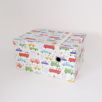 BOX256 　クラフト角車柄ゴム付き　340×255×180H　￥1,500