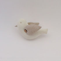 ぬいぐるみ303　鳥　リネン&ステッチレ－ス　120×80　￥500　＊シミあります＊