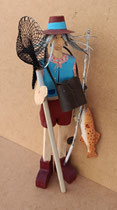 Pescadora madera y chapa. Ref 212004. 36x9x9