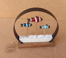 Banco de peces madera y metal. Ref 236026. 14,50x15x4