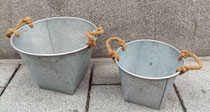 Cubos zinc asa cuerda. Ref 2689. Grande 28x35. Pequeño 21x27