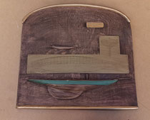 Cuadro cerámica relieve Defender 1895. 44x43