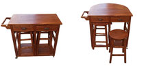 Mesa abatible con 2 banquetas madera. Ref M56410. Cerrada 79x94x43. Abierta 79x94x80. Banqueta 55x32x32