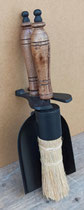 Recogedor y cepillo para cenizas hierro y madera. Ref IA276. 35x12