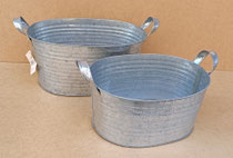 Balde oval zinc. Ref 26198. Mediano 34x22x17. Pequeño 30x21x15