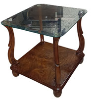 Mesa auxiliar madera y cristal. 46x45x45. Disponible en rectangular 91x46x44