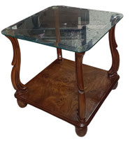 Mesa auxiliar madera y cristal. 46x45x45.