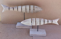 Peces madera en peana. Ref 5622727 y 562728. 44x22 y 51x30